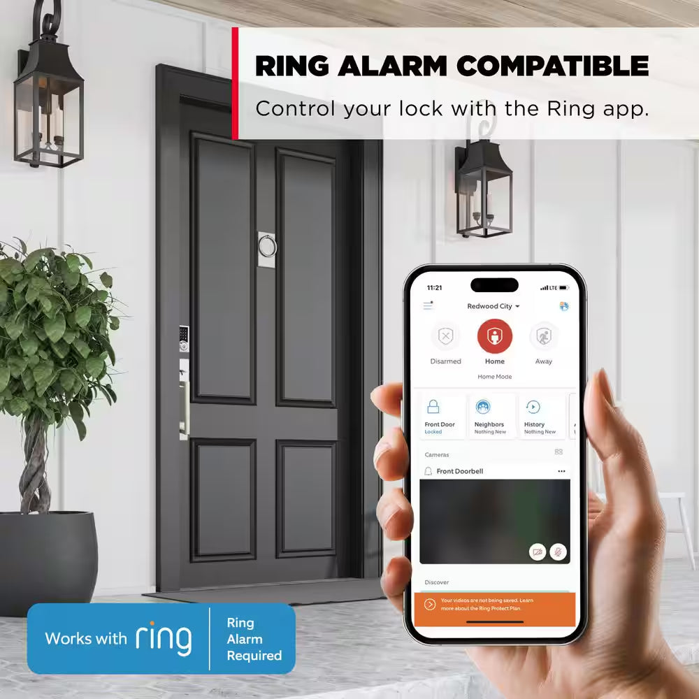 Homeconnect 918 Polished Chrome Contemporary Z-Wave Long Range Enabled Touchscreen Smart Lock W Convenient Keyless Entry