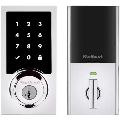 Homeconnect 918 Polished Chrome Contemporary Z-Wave Long Range Enabled Touchscreen Smart Lock W Convenient Keyless Entry