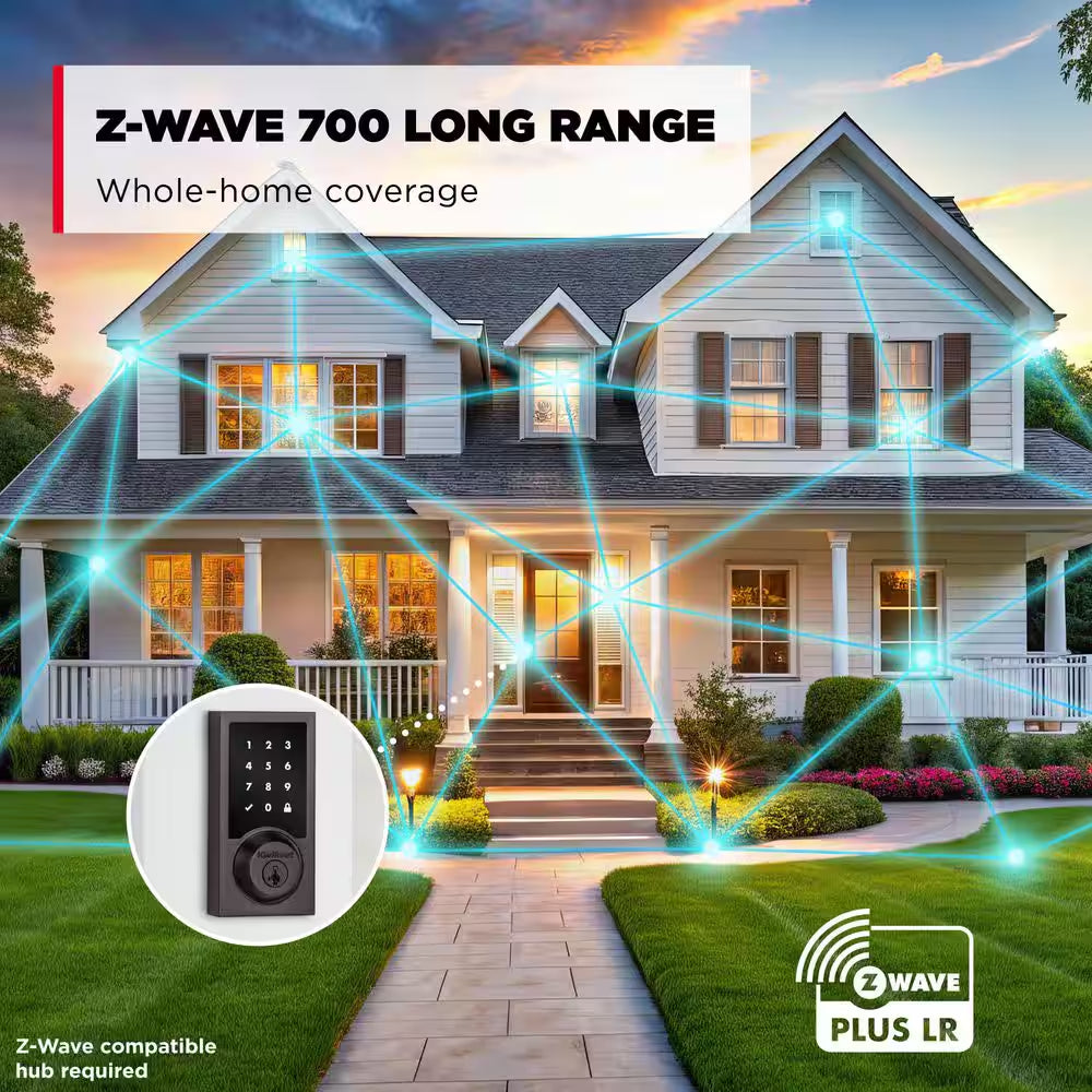 Homeconnect 918 Venetian Bronze Contemporary Z-Wave Long Range Enabled Touchscreen Smart Lock W Convenient Keyless Entry