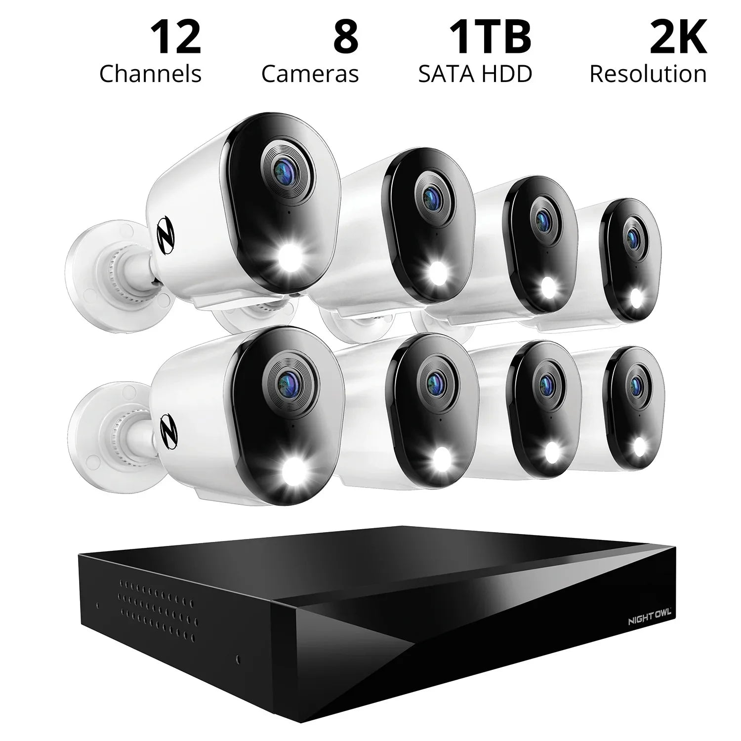12 Channel DVR Home Security Camera System - 8 Pack