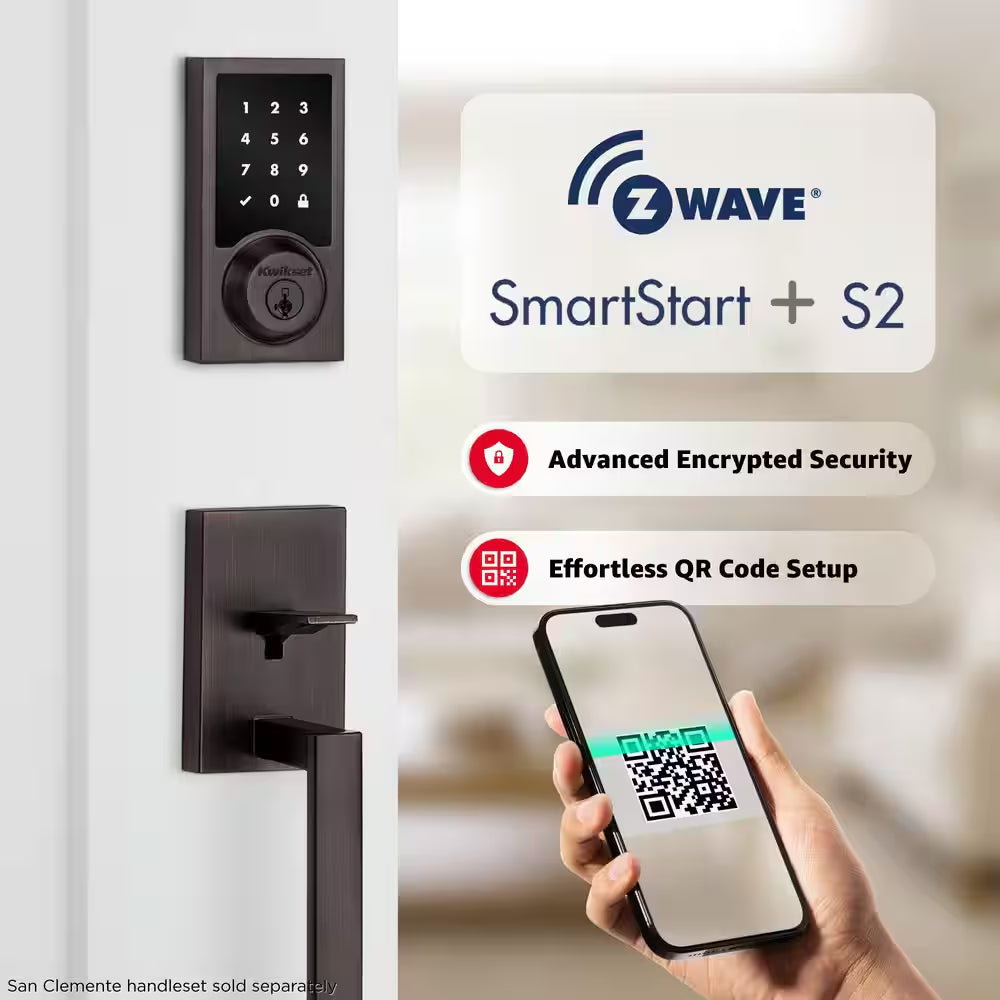 Homeconnect 918 Venetian Bronze Contemporary Z-Wave Long Range Enabled Touchscreen Smart Lock W Convenient Keyless Entry
